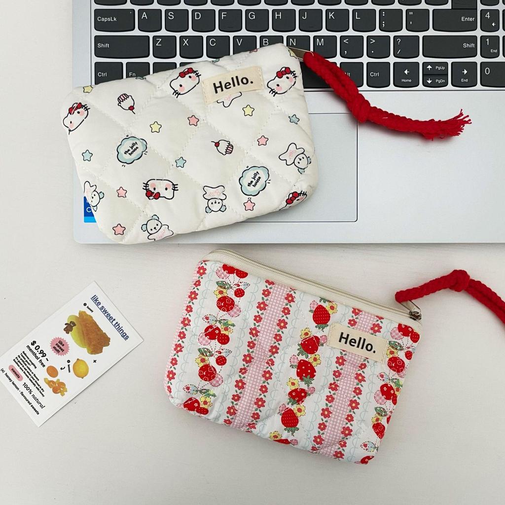 Милый стеганый кошелек для монет: Женская мини-сумка для помады, хранения всякой всячины и держатель для карт 2025