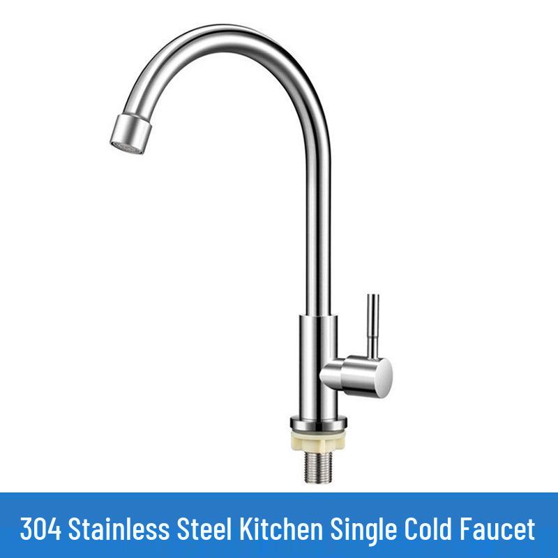304 Stainless Steel Rotatable Anti-Splash Kitchen Faucet with Hot/Cold Mixing for Vegetable Sink