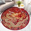 Retro Style Round Dragon Pattern Carpet Living Room Cradle Non-slip Floor Mat Home Rugs For Bedroom Decoration