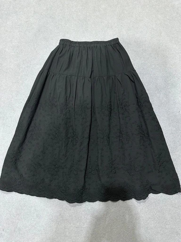 Johnature Женские юбки с японской вышивкой, летние повседневные однотонные свободные кружевные юбки с эластичной резинкой на талии Mori