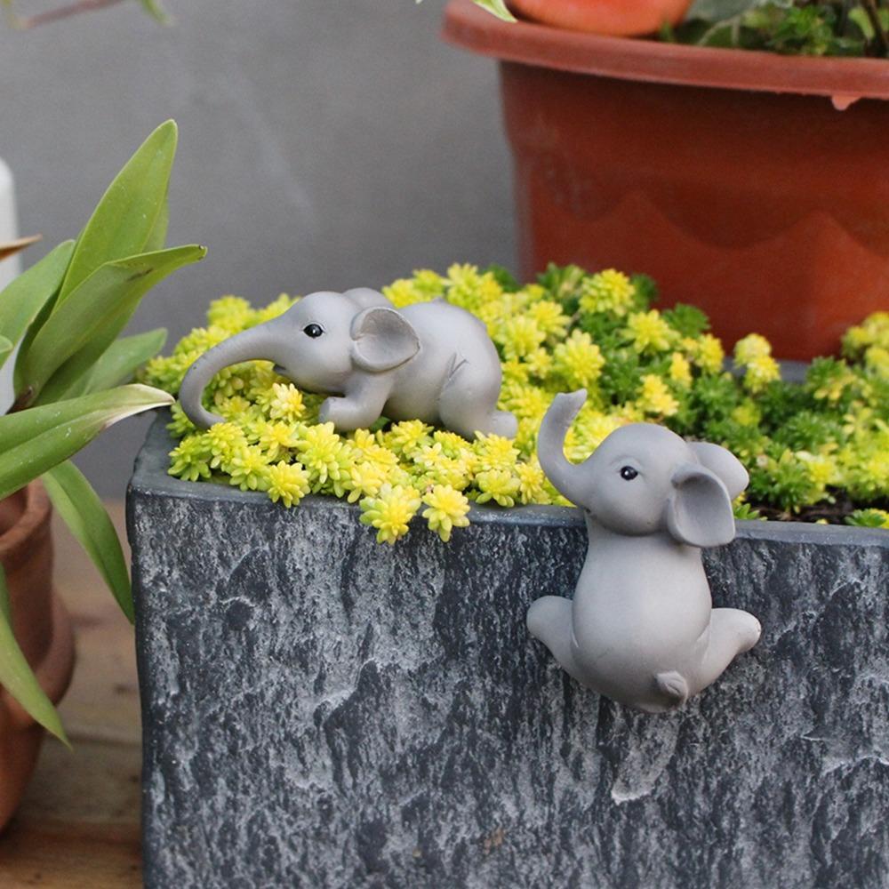 Cartoon Elephant Bonsai Pendant Cute Animal Statue  For Office Outdoor Plant Decor