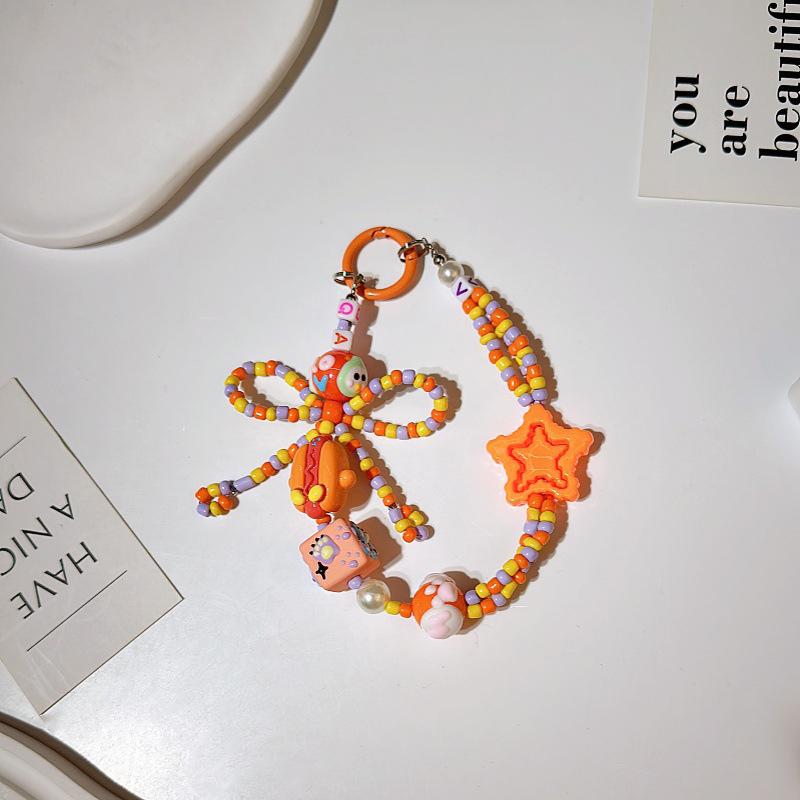 Тяжелые расписанные вручную бусины клубничный медведь мобильный телефон цепочка оригинальный Ins сумка шнурок брелок украшение подарок