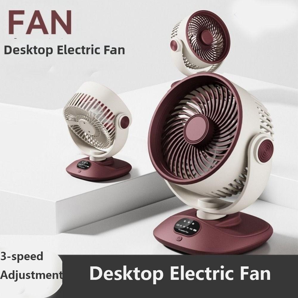 LED Digital Display Desktop Electric Fan 120° Rotating Outdoor Camping Fan Household