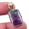 Подарочный двухцветный кулон Ruby In Zoisite из стерлингового серебра 925 пробы, созданный в лаборатории, 1,25 дюйма p8e99