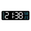 USB Powered 9 Inch Large Digital Wall Clock Temperature Humidity Week 2 Alarm Auto Dimmer Snooze 12/24H DST Desk LED Alarm Clock