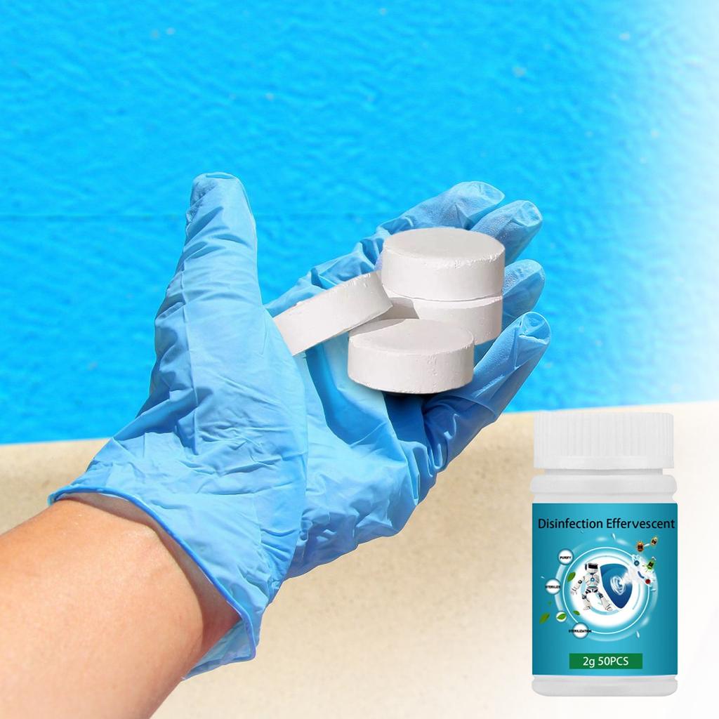 Swimming Pool Disinfectant Tablets, Effervescent Tablets, And Trichlorine Disinfectant 50pcs