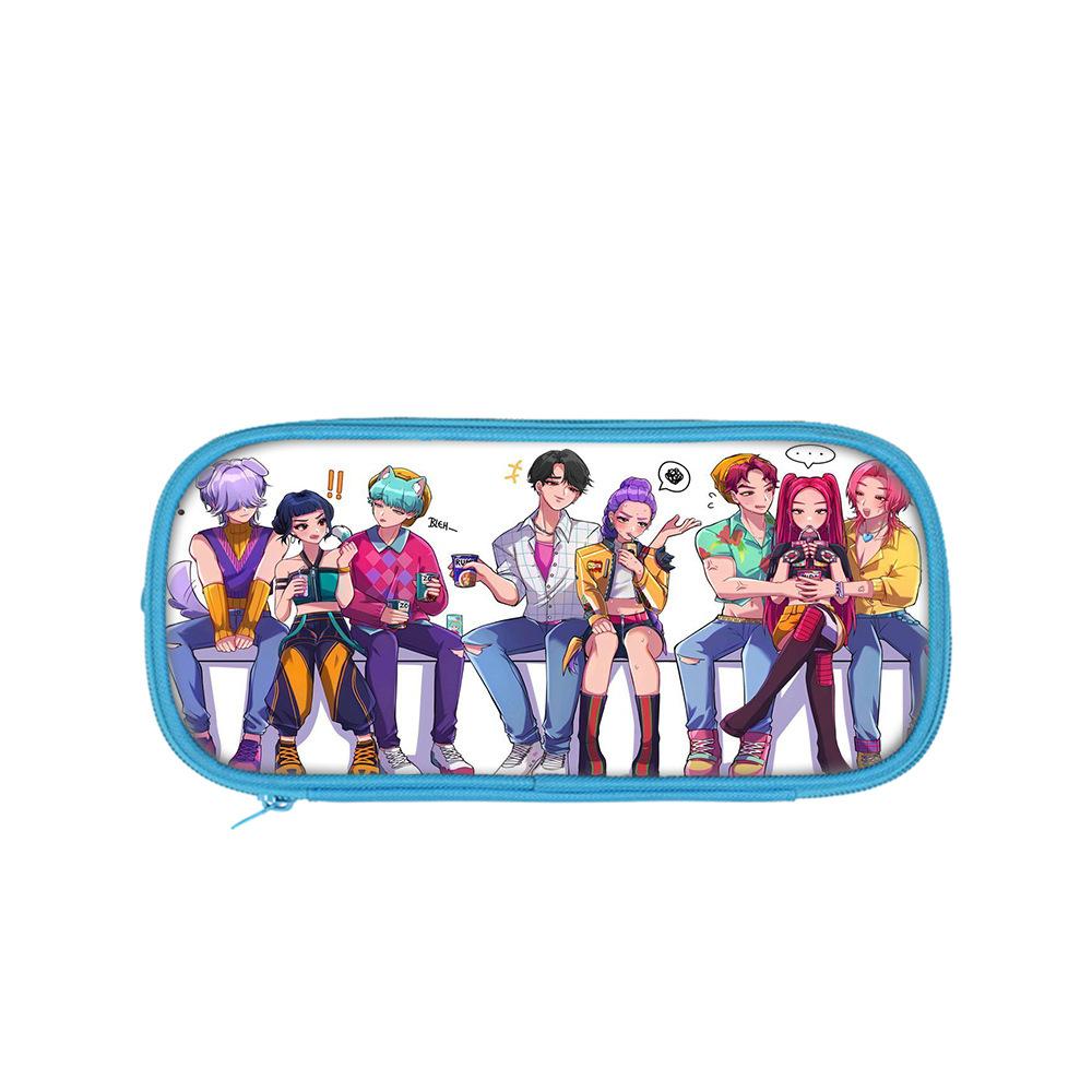 Студенческий синий двухслойный пенал K-pop охота на ведьм женская группа студенческий органайзер для хранения канцелярских товаров сумка для карандашей