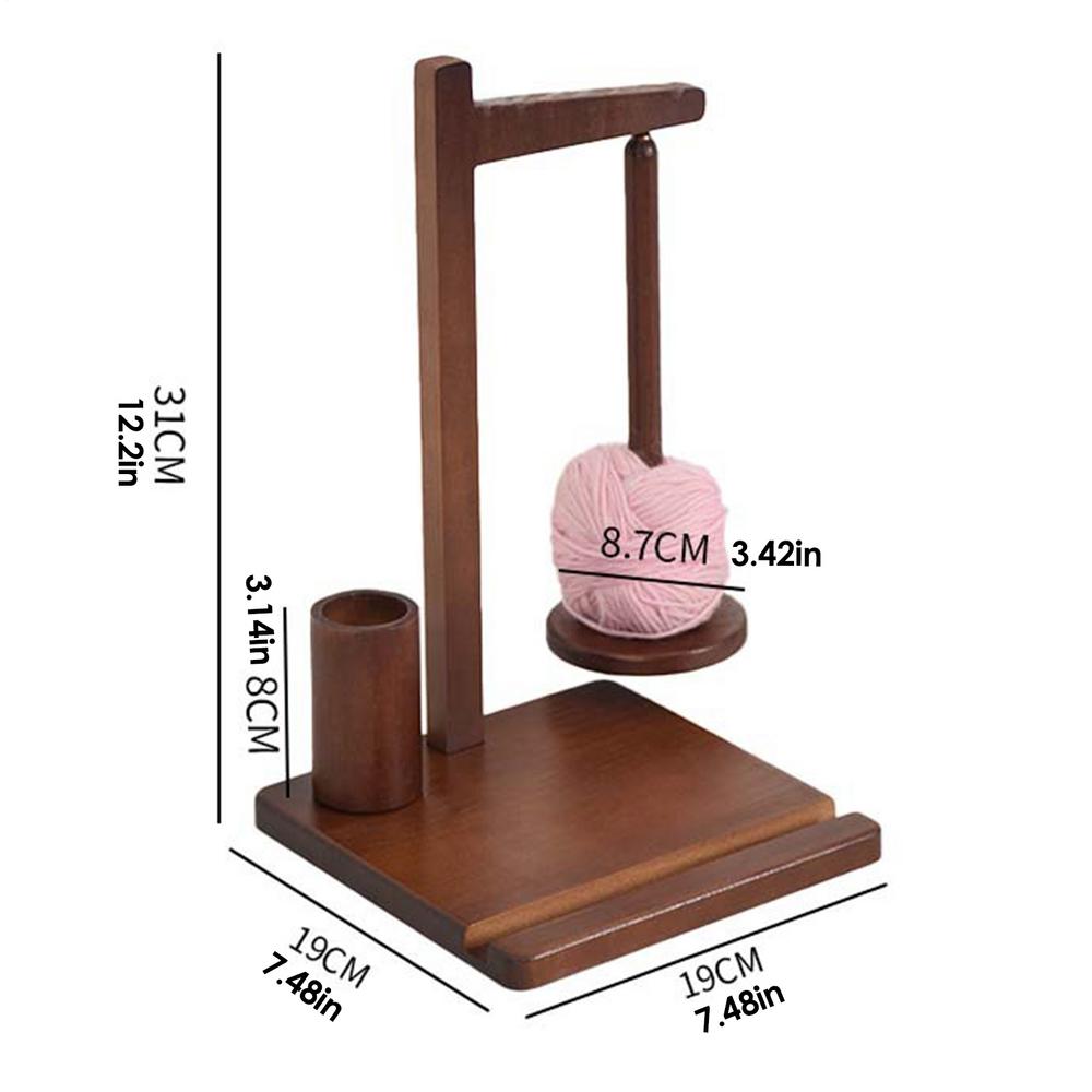 Деревянный держатель для пряжи с подставкой для телефона, вращающийся на 360 градусов, инструмент для вязания с противоскользящей накладкой, прялка для пряжи для вязания спицами и крючком