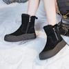 Женские зимние ботинки на толстой платформе с боковой молнией, зимние теплые замшевые полусапожки с подкладкой из искусственного меха, удобные нескользящие ботинки для ходьбы для женщин
