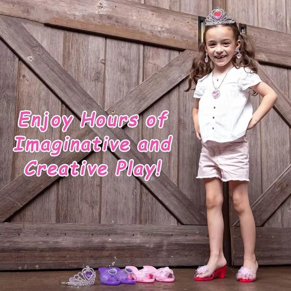Pretend Play Girls Jewelry Toys Earrings Bracelet Crystal Shoes Toy Halloween