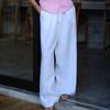 GMXIA Cotton Linen Trousers Summer New Female Temperament Commuter Straight Casual Dragging Trousers Cotton Linen Trousers
