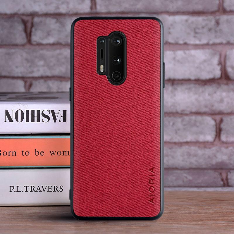 Textile Leather Case for Oneplus 8 Pro 8T soft TPU with back hard PC material camera protection design cover
