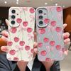 Чехол с кристаллами и вишнями, бантами для Samsung Galaxy A57 A37 A17 A56 A36 A26 A16 A55 A35 A25 A15 A54 5G S21 FE S22 S23 S24 Plus S25 Edge S26 Ultra