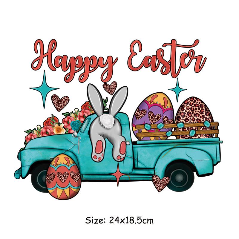 Пасхальный день, термонаклейка для одежды, термопресс, аппликация, футболка, железная нашивка, кролик, сделай сам, швейные поделки