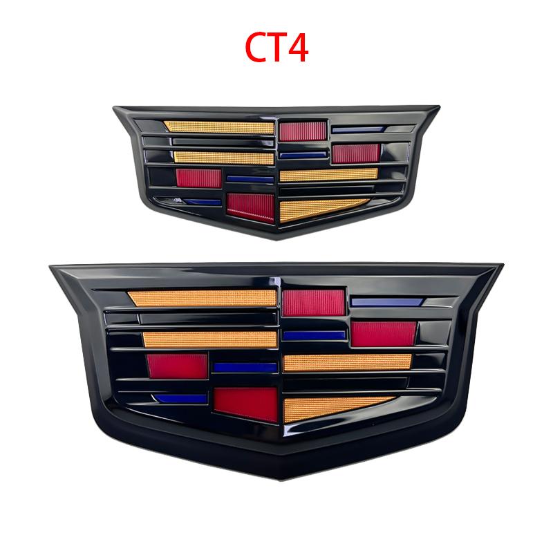 2PCS Car Front Rear Logo Cover Grille Trunk Badge Stickers for Cadillac CT4 2025 2024 2017 2020 Replacement Emblem Accessories