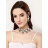 Shining Diva Fashion Latest Stylish Fancy Oxidised Silver Tribal Choker Necklace Jewellery Set for Women
