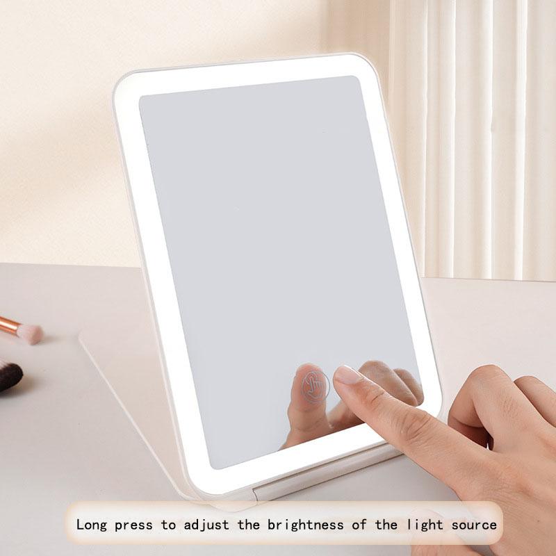 Светодиодное зеркало для макияжа для путешествий, косметические зеркала с подсветкой и регулируемой яркостью, компактное, тонкое, перезаряжаемое зеркало с подсветкой
