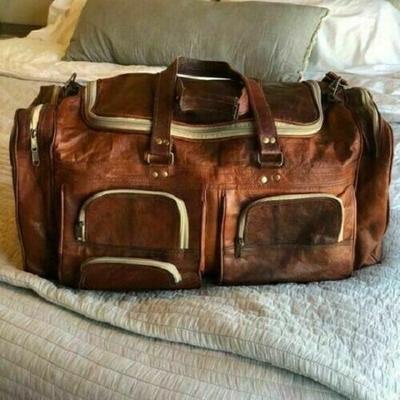 Новая кожаная мужская дорожная сумка для спортзала, натуральная винтажная коричневая (Огромное внутреннее пространство)