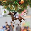 Horse-Riding Ornament 2D Flat Acrylic Horse Pendant Christmas Tree Backpack Hanging Decoration Gift for Horse Lovers
