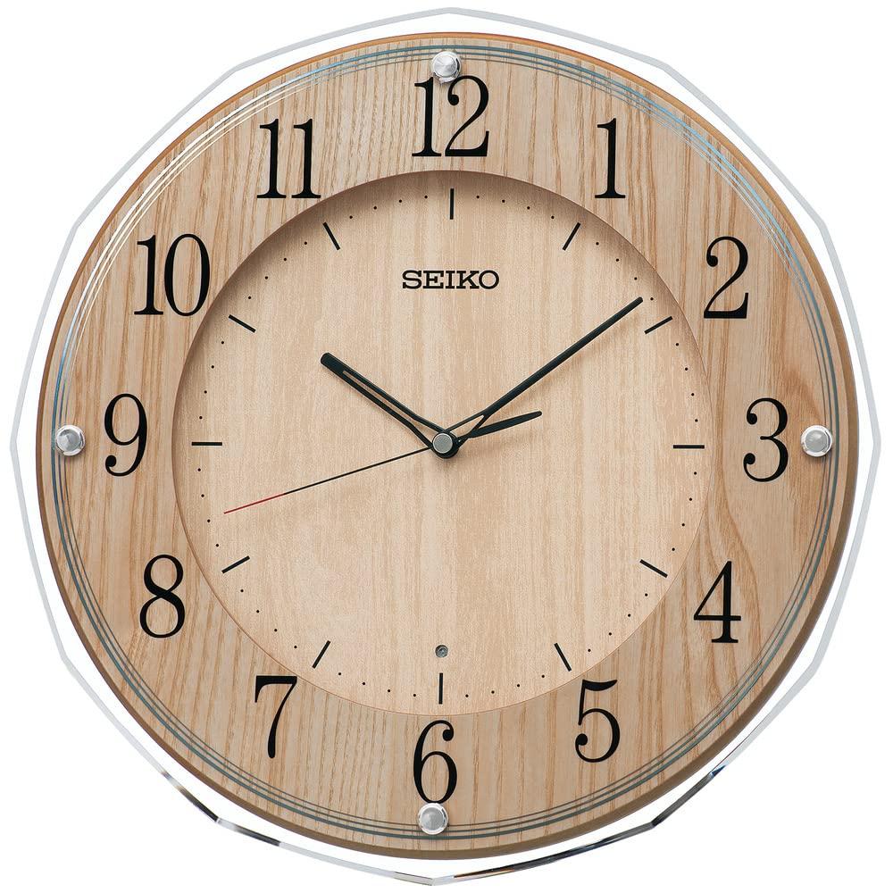 Seiko Часы настенные Радиоволновые светло-коричневые деревянные 340 x 340 x 47 мм KX270B