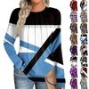 Women's Fashion Casual Stripe, Color Block Patchwork Long Sleeve Round Neck Top