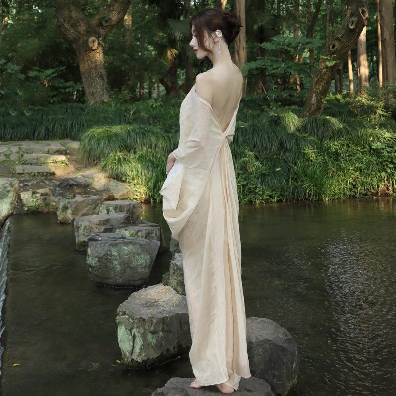 Летнее платье свободного кроя в стиле ханьфу в стиле дзен для женщин