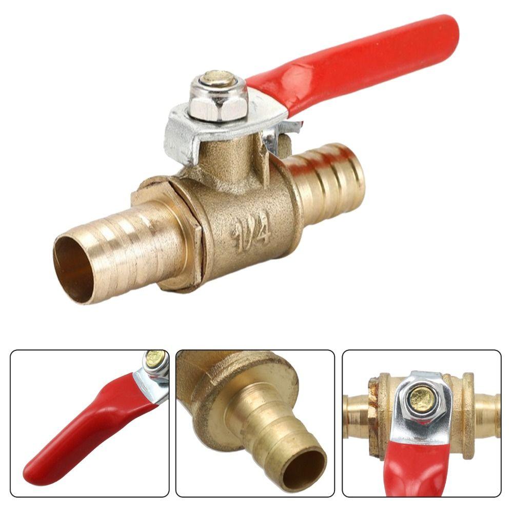 Pipe Fittings Brass Construction Ball Valve 6-12mm Size 1/4 Inch Brass Ball Valve Small Size Hose Barb Shutoff Valve Air Line
