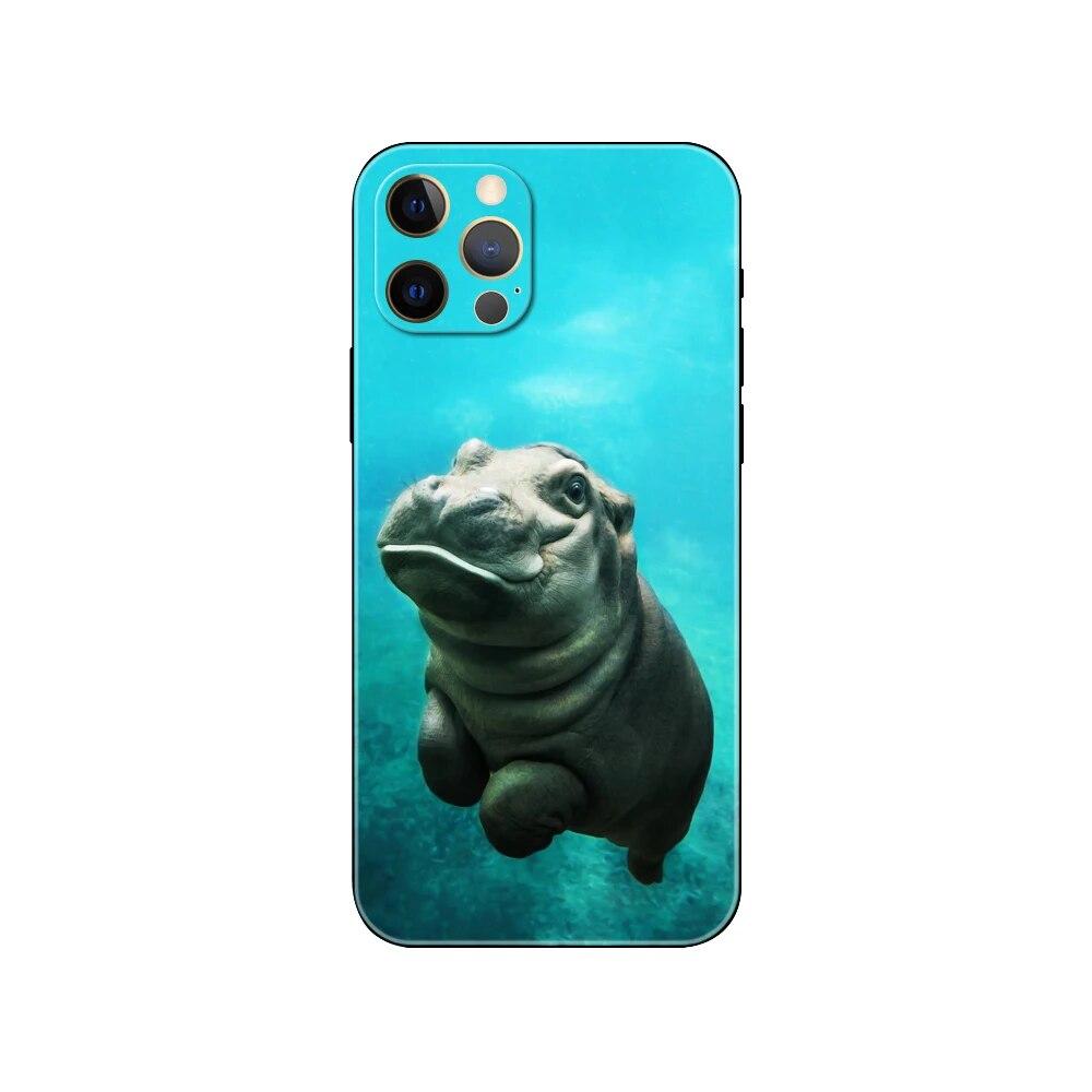 Hippopotamus Phone Case For iPhone Samsung Galaxy Redmi Xiaomi Oppo OnePlus Note S A 7 8 9 10 11 12 13 14 20 21 22 23 53 54 Pro Max Ultra TPU Soft