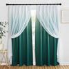NICETOWN Кружево Блэкаут Идеально для Спален и 100 см Шириной x 200 см Комплект Темно-зеленых Штор, Разделитель, Двухслойные Шторы, Стильные, Романтичные,