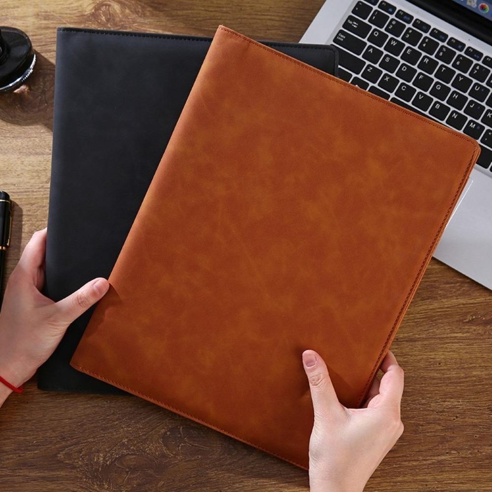 Multifunctional Contract File Folders A4 Leather Writing Case with Closure  Resume