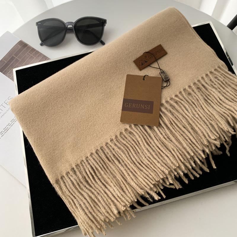 Cashmere Hand Feel Autumn And Winter Solid Color Scarf Women'S Thick Tassel Simple And Versatile Soft And Warm Imitation Cashmere Shawl