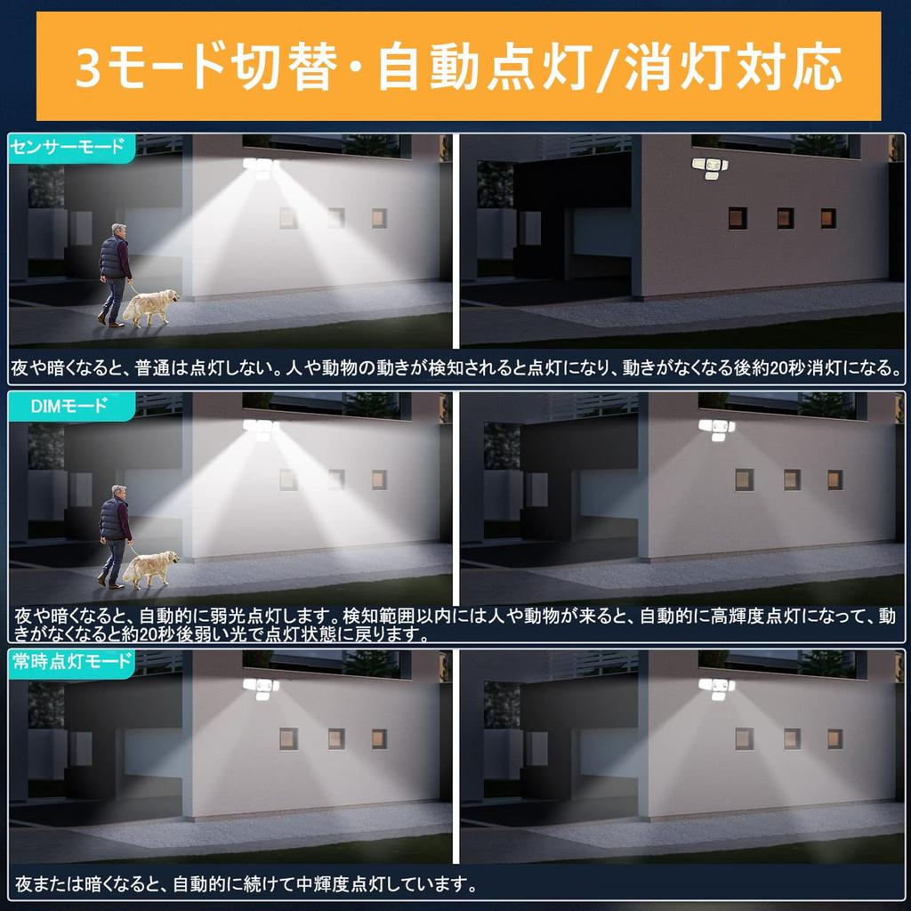 Yasoku Solar Separate Sensor IP65 Large 10x20cm Solar Two Motion 5M Extension 3 Lighting 3000mAh Automatic Suitable for Parking and Power and Disaster