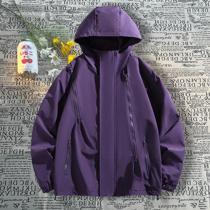 Outdoor Jacket Functional Twill Zipper Hooded Solid Color Men's Trench Coat Autumn Couples Jacket Mountaineering Suit