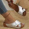 Foreign Trade New Summer Wedge Heel Platform Slippers Large Size Women's Shoes Casual Fashion Heightened Wedge Heel Slippers