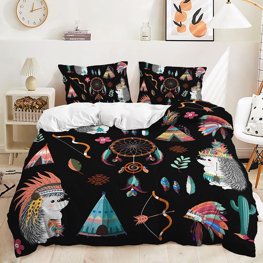 Cute Animal Bedding Set Cartoon Animal Home Textile Soft Quick Drying Duvet Cover Pillowcase 2/3pcs Kid Baby Cover Gift