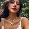 Кулон Ракушка Цепочка на Ключицы Богемный Стиль Пляжный Чокер Винтажное Ожерелье с Морской Звездой Вечеринка