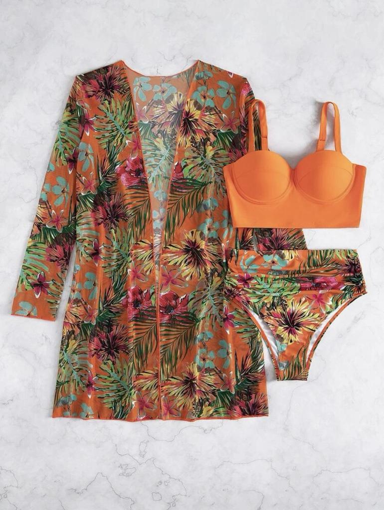 New Bikini Beach Skirt Tunics for Beach Cover Up Swimsuit Women Ruffle Biquini Bathing Suit Summer Beach Wear Swim Suit