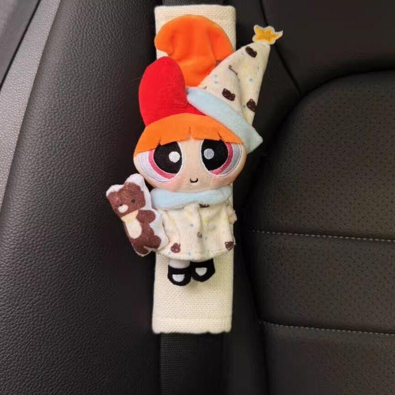 Powerpuff Girls Plush Doll Car Seatbelt Shoulder Pad Car Decoration Gift for Girlfriend