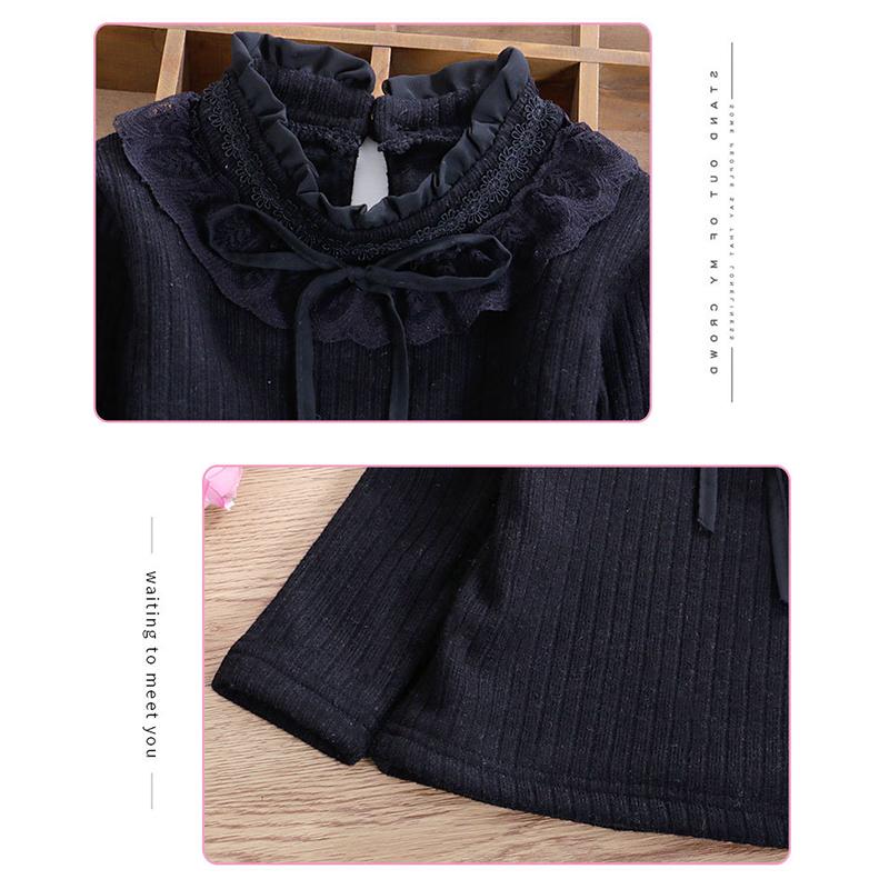 YUBAOBEI Блузки для девочек, белая одежда для маленьких девочек, детская одежда, школьная форма, блузка для девочек, хлопковая детская кружевная рубашка, плюшевый толстый теплый топ, блузки