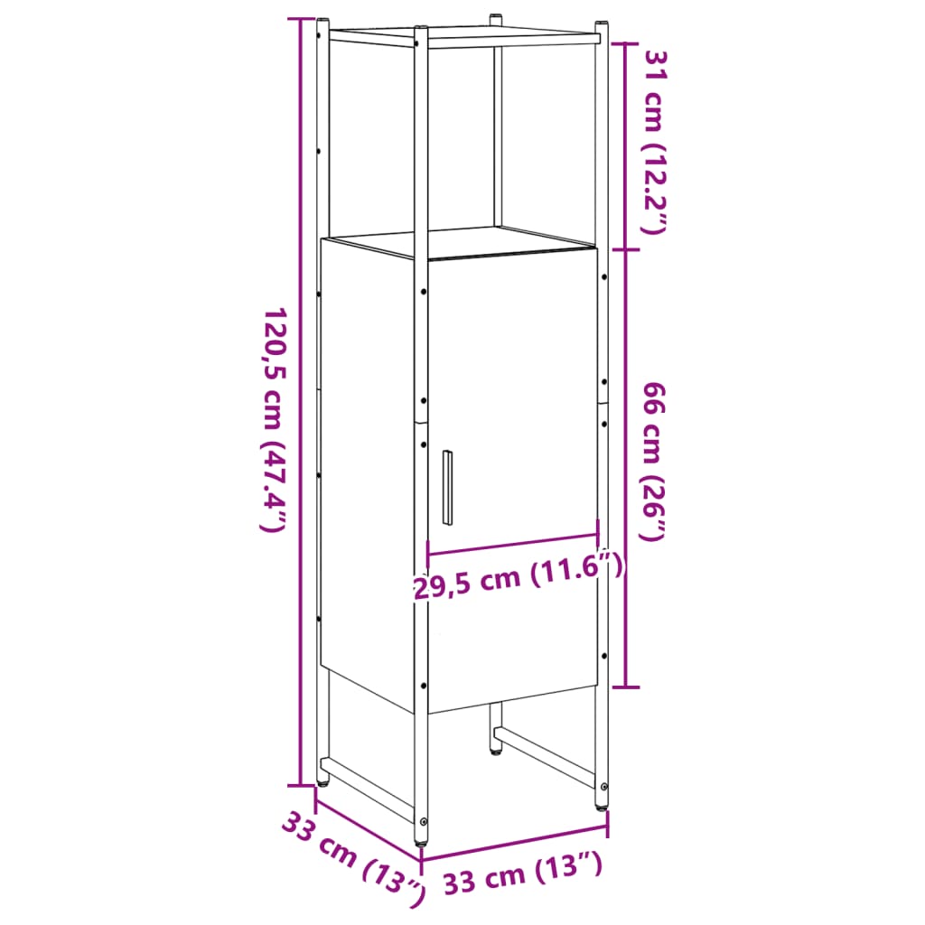 Bathroom Cabinet with Rustic Wood Look 33 x 33 x 120.5 cm Engineered Wood