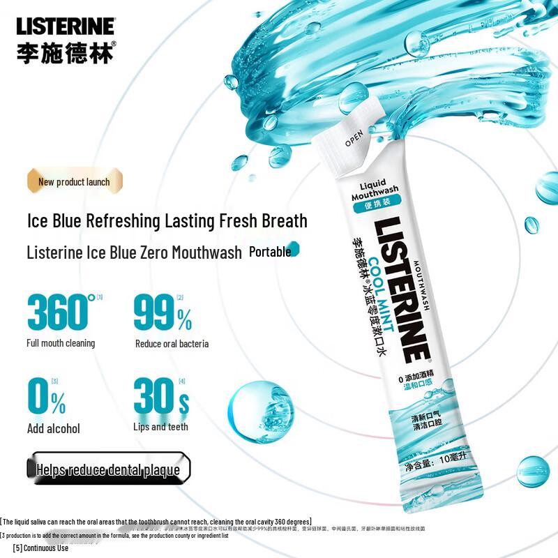 Listerine Портативные полоски для полоскания рта «Ледяной синий, ноль градусов»