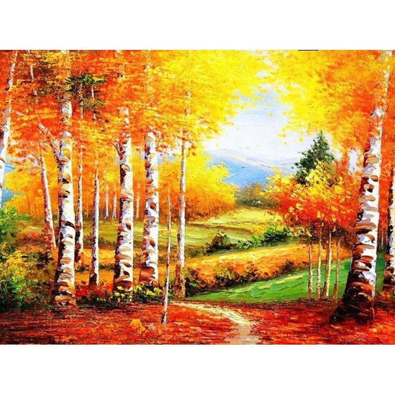 DIY живописная 5D алмазная живопись полная круглая мозаика осенний пейзаж Алмазная вышивка наборы крестиков настенное искусство домашний декор
