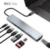 USB 3.0 Type-C Хаб-адаптер HDMI 4K Thunderbolt 3 RJ45 USB C Хаб Слот для чтения TF SD карт для MacBook Pro M3 M2 Air 13 2022 2021