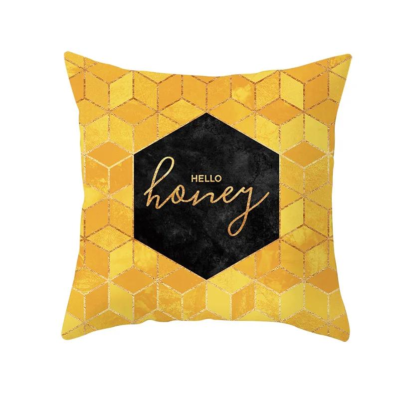Lemon Pineapple Cushion Cover 45x45cm Summer Yellow Pillow Case Sofa Decoration Pillow Cover Geometric Striped Throw Pillowcase