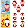 6 Sheets/Pack Cartoon Christmas Face Changing Stickers Christmas Diy Puzzle Cartoon Stickers