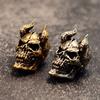 1PC Gothic Devil Satan Goat Horn Skull Brass Knife Beads DIY Paracord Charms Key Chain Accessories Punk Men Outdoor EDC Tools Lanyard Pendants