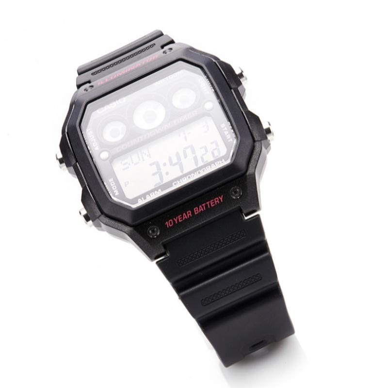 Casio Ae 1300wh 1a2vdf  Ae 1300wh 1a2  Цифровые квадратные спортивные часы Soldier для мужчин с полиуретановым ремешком