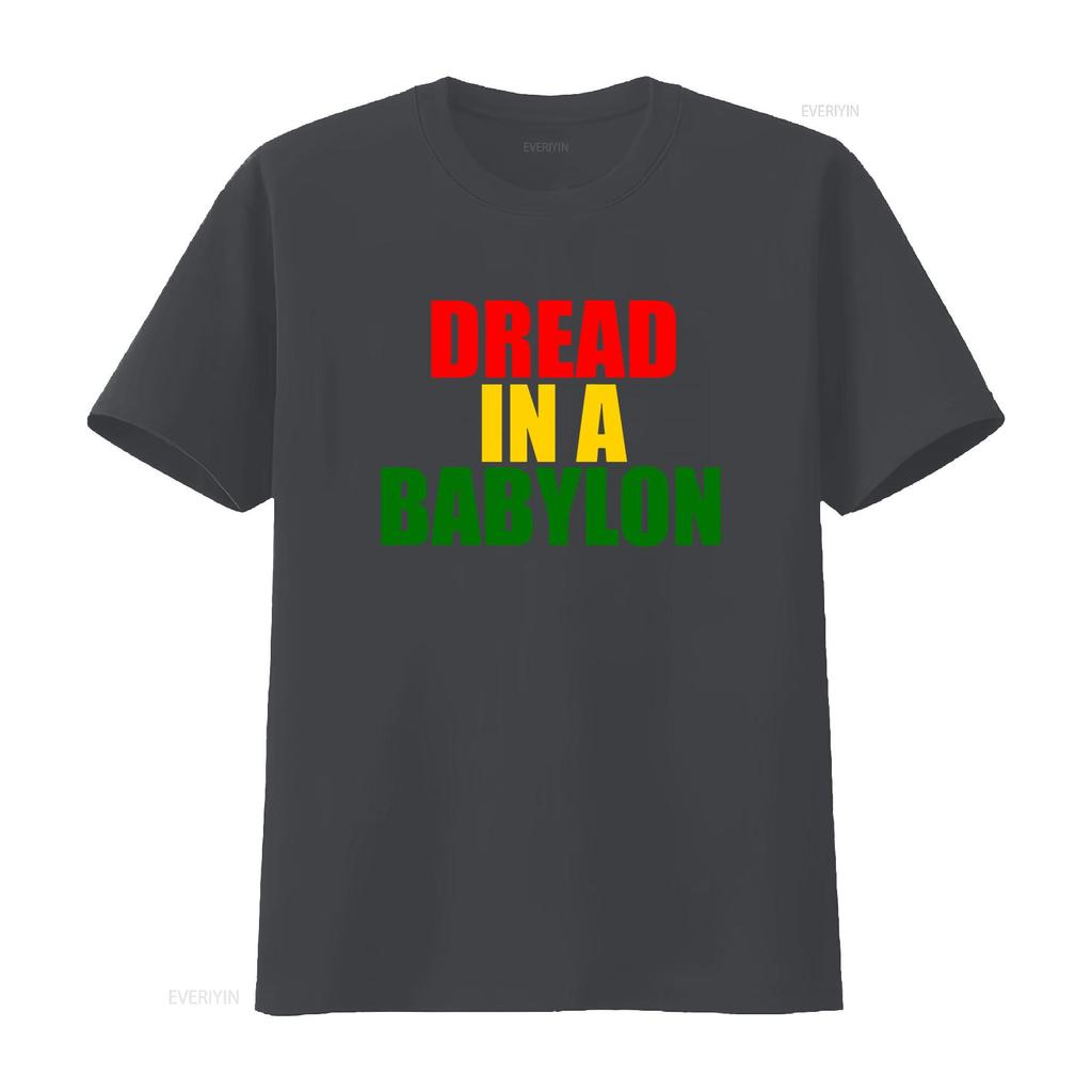 Футболка DREAD IN A BABYLON Все размеры Цвета Регги Даб U Jah Раста Дизайн винтажный Стильная уличная одежда с эффектом стирки Дышащая