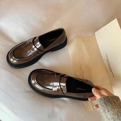 Виноградная мать весна новая ретро круглая голова платформа лоферы маленькие кожаные туфли одинарные туфли женские