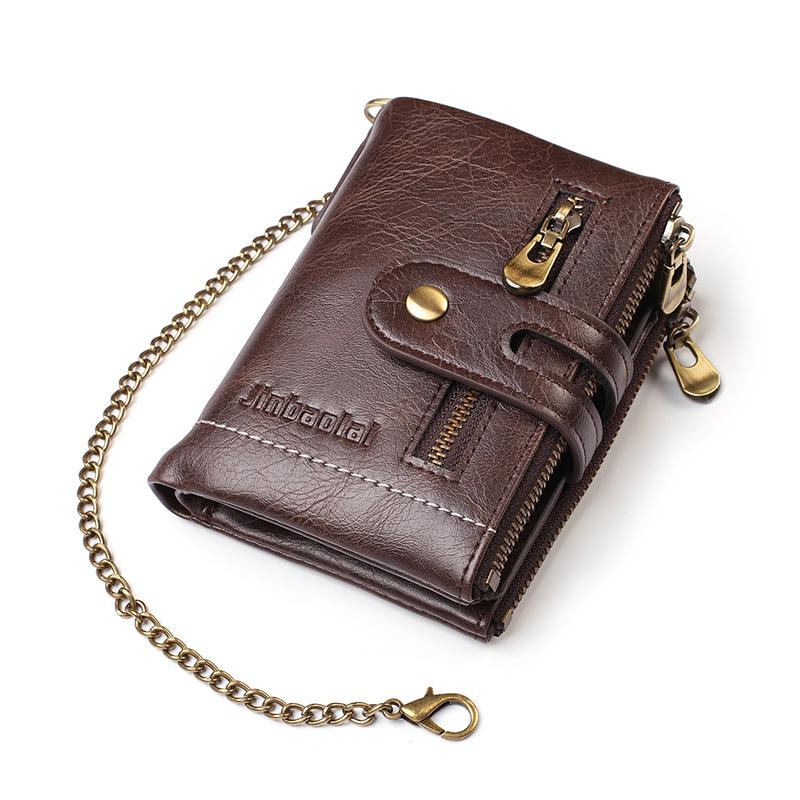 Men Wallets PU Leather Short Card Holder Chain Men's Purse High Quality Classic Retro Male Wallet